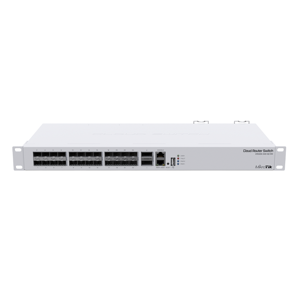 Коммутатор/ CRS326-24S+2Q+RM 40 Gbps QSFP+ ports, 24 10 Gbps SFP+ ports, 320 Gbps throughput, 640 Gbps switching, dual power