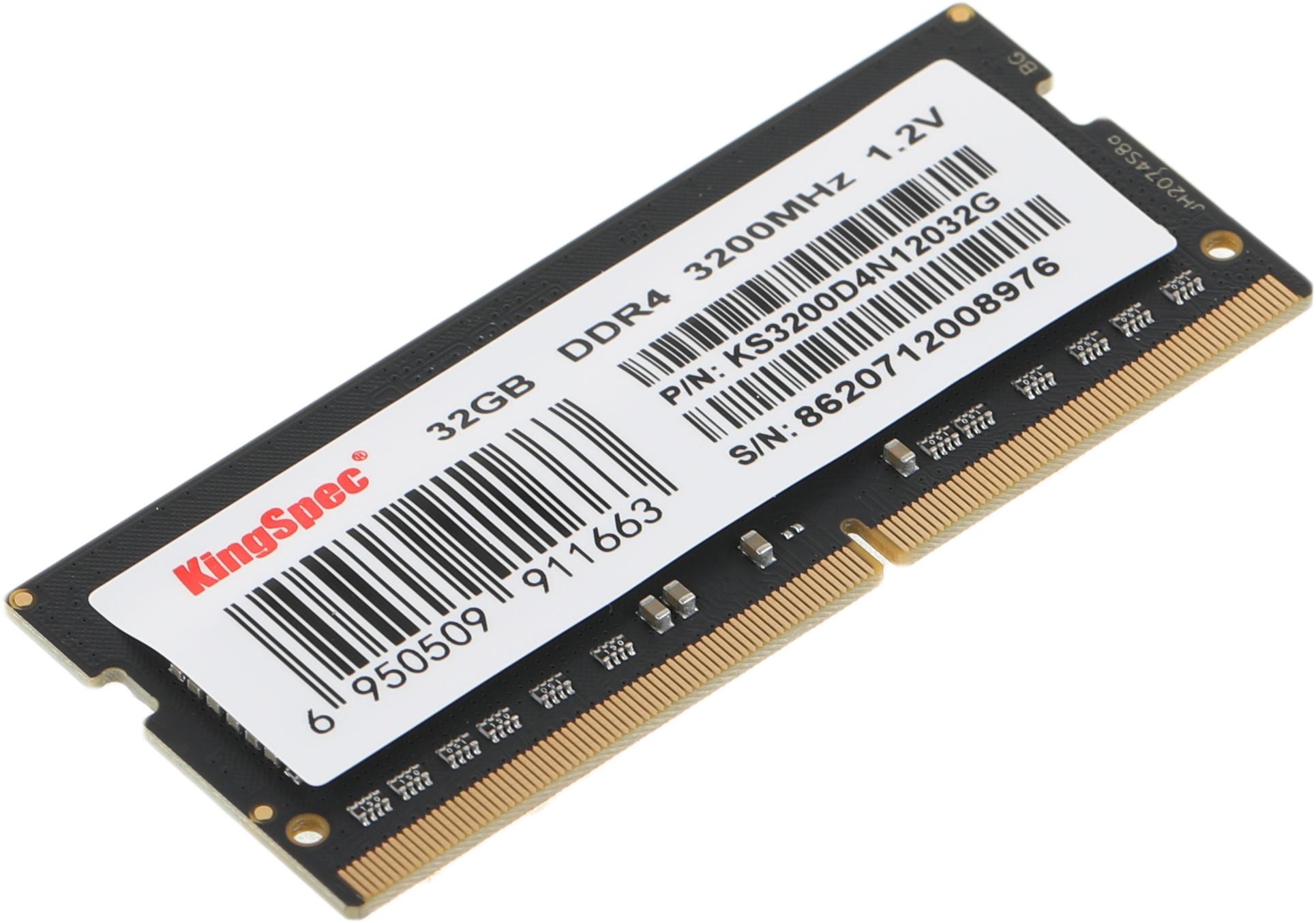 Память DDR4 32GB 3200MHz Kingspec KS3200D4N12032G RTL PC4-25600 CL22 SO-DIMM 260-pin 1.2В dual rank Ret