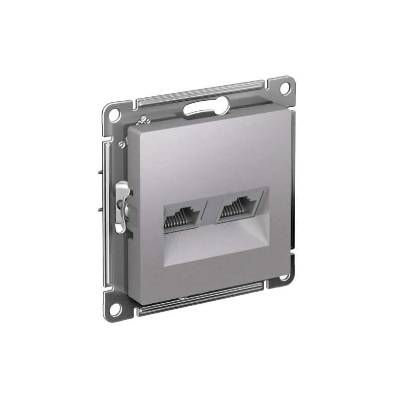 Розетка ATLASDESIGN двойная компьютерная RJ45+RJ45 категория 5E механизм алюминий