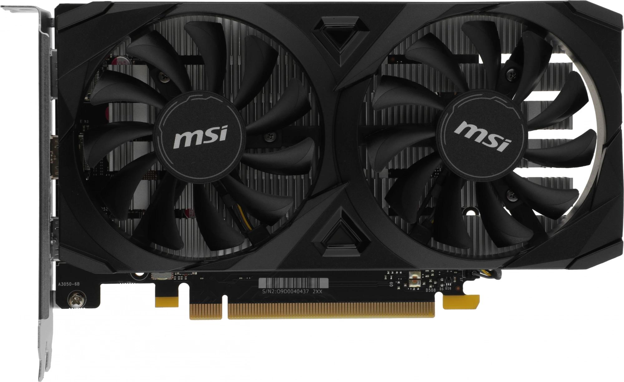Видеокарта MSI PCI-E 4.0 RTX 3050 VENTUS 2X E 6G OC NVIDIA GeForce RTX 3050 6Gb 96bit GDDR6 1492/14000 HDMIx2 DPx1 HDCP Ret [RTX 3050 VENTUS 2X E 6G OC]