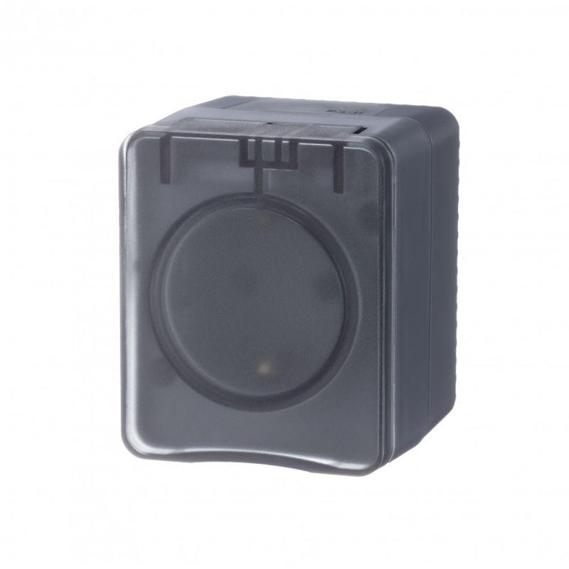 AtlasDesign Profi54 розетка с заземлением со шторками IP54 16А 250B, АНТРАЦИТ, Россия