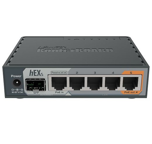 Маршрутизатор/ hEX S 5x Gigabit Ethernet, SFP, Dual Core 880MHz CPU, 256MB RAM, USB, microSD, RouterOS L4, IPsec hardware encryption support and The Dude server package