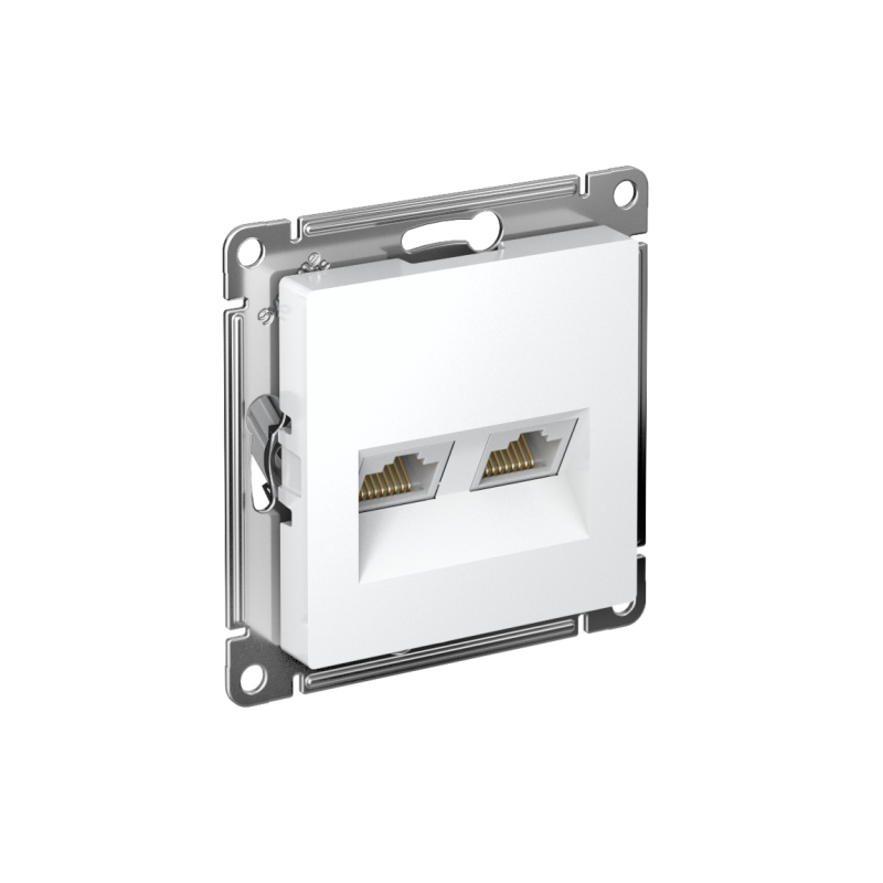 Розетка ATLASDESIGN двойная компьютерная RJ45+RJ45 категория 5E механизм белый