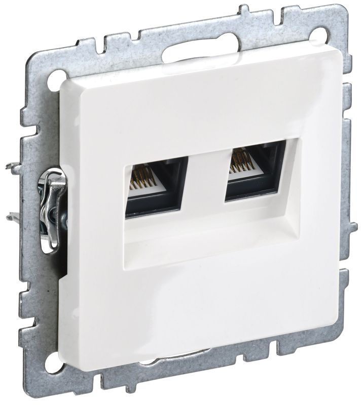 BRITE Розетка компьютерная двойная кат.5E RJ45 РК10-2-БрБ белый