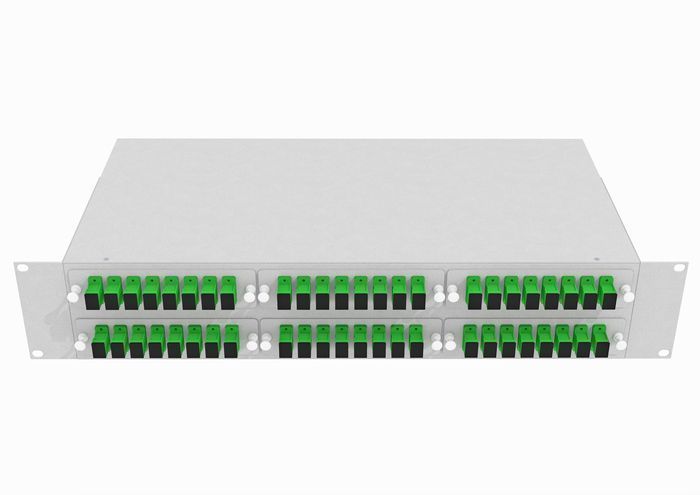 Шкаф кроссовый оптический стоечный ШКОС, 19', 2U, 48, SM, укомплектованный 48 ST/UPC