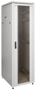 ITK Шкаф сетевой 19" LINEA N 24U 600х600 мм стеклянная передняя дверь, задняя металлическая серый