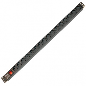 Блок розеток вертикальный с выключателем питания, на 16 розеток Shuko 16А. Разъем IEC 60320 C14.